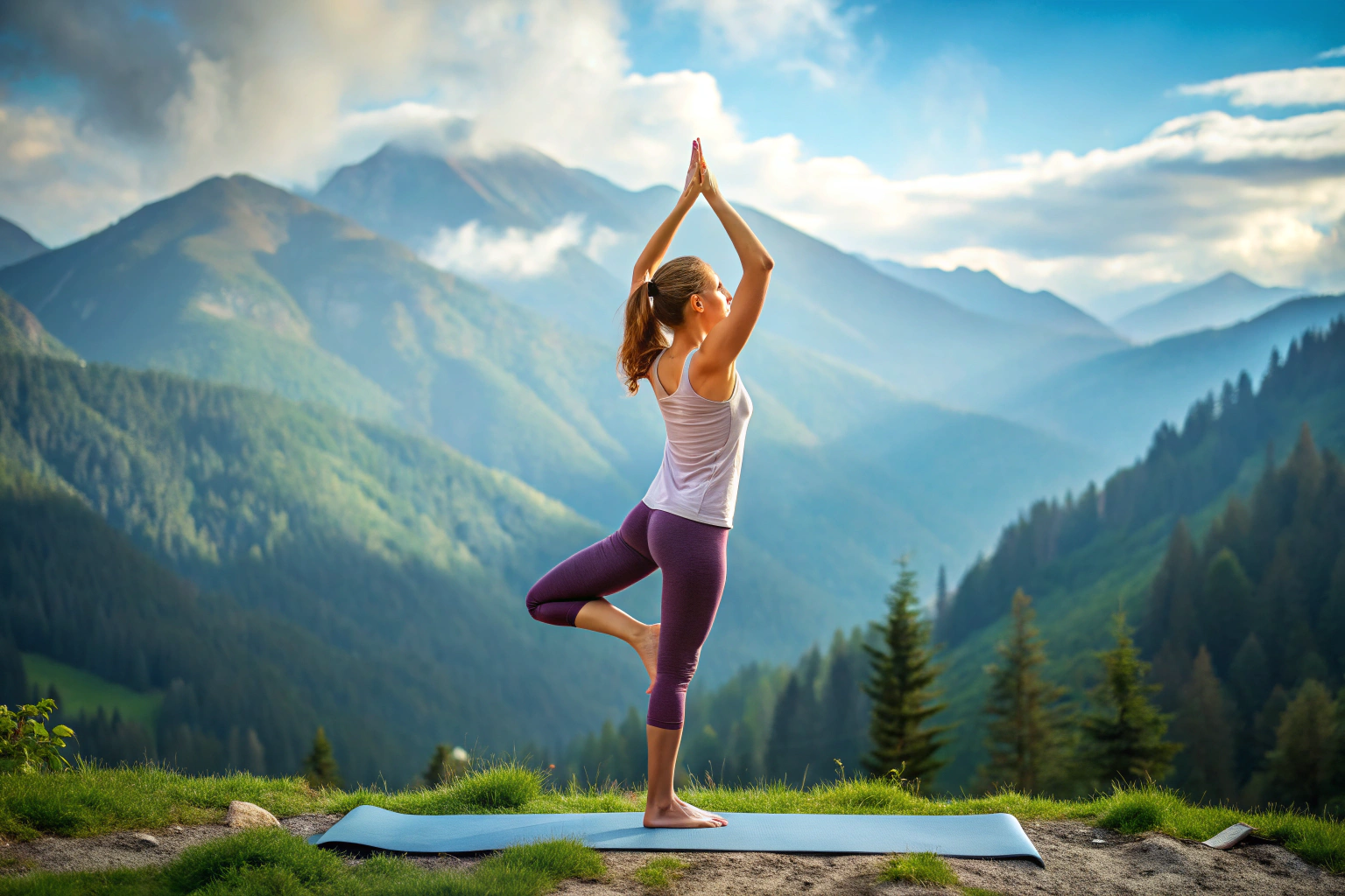 Une personne pratiquant une posture de yoga simple, comme la posture de l